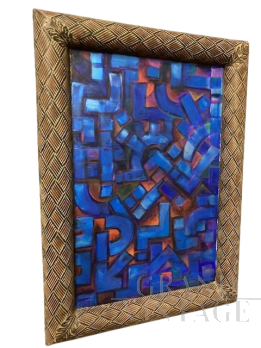 Dipinto contemporaneo con geometrie a smalti acrilici                            