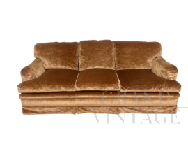Tawny brown silk velvet sofa