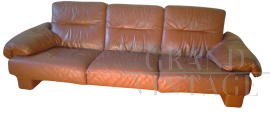 Vintage three seater sofa in brown leather