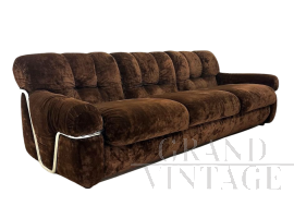 Divano Wopps di Ernesto Radaelli in vellutino marrone, 1970                            