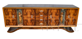 Large Art Deco low sideboard with niches