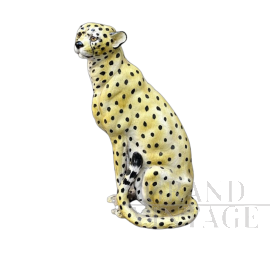 Grande ghepardo in ceramica vintage anni '70