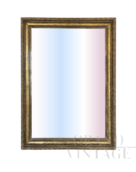 Grande specchio art déco a figura intera con cornice dorata                            