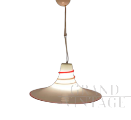 Lampada a sospensione a cappello in vetro di Murano, anni '70