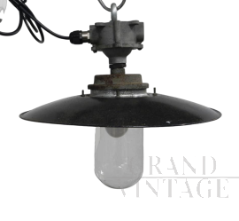 Lampada da esterno in metallo nero stile industriale, anni '40