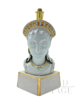 Lampada da tavolo con busto di donna in ceramica