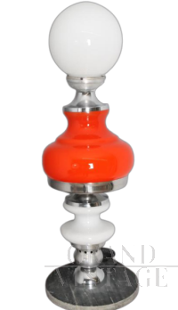 Lampada stile Nason in vetro di Murano bianco e rosso, anni '60