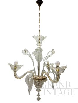 Cesare Toso chandelier in finely crafted transparent Murano glass