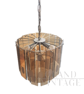 Vintage chandelier with brown glass