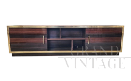 Mobile porta tv credenza sideboard in radica e ottone                            