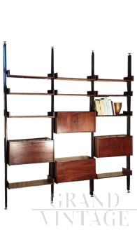 3-module rosewood bookcase, 1970s, Sormani company