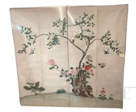 Pannelli cinesi antichi dipinti ad acquarello, XIX secolo