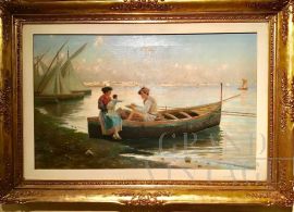 Giulio Amodio - Painting The fisherman's family, late 19th / early 20th century