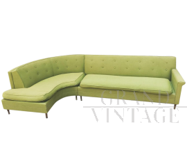 Italian Green Modular L-Shaped Sofa by Pizzetti, 1960s