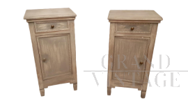 Pair of lacquered shabby bedside tables