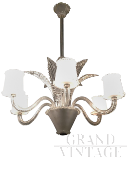 Satin-finished Murano glass chandelier