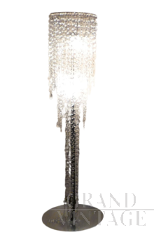 Vintage floor lamp with cascading crystal drops