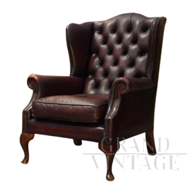Poltrona Chesterfield bordeaux originale                            