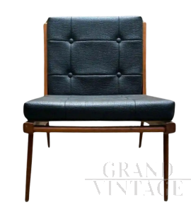 Poltrona design di Georges Tigien per Siam in pelle nera                            