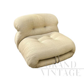 Soriana armchair by Afra & Tobia Scarpa in beige fabric, Italy 1970s