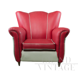 Vintage armchair in red eco-leather