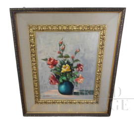 S. Cocco - dipinto con vaso di fiori                            