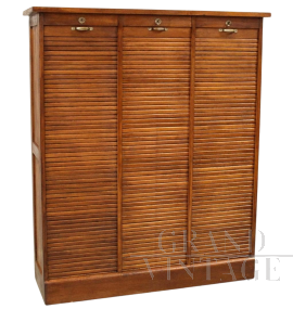 Schedario classificatore archivio da ufficio a tripla serranda in rovere                            