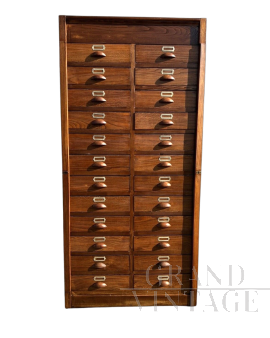 Vintage oak filing cabinet with drawers
