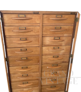 Vintage beech wood filing cabinet
