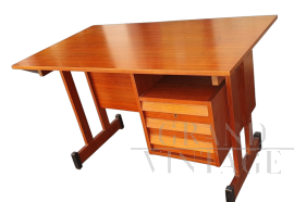 Vintage Italian teak desk with chest of drawers, 1960s