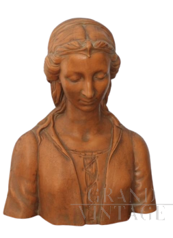 Scultura liberty con busto di nobildonna in terracotta, Toscana anni '20                            