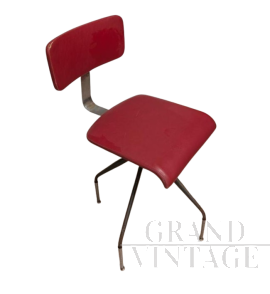 1950s typist's chair in burgundy skai leather