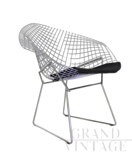 Diamond Chair with cushion by Harry Bertoia for Knoll, 1980s