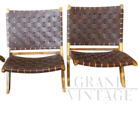 Design folding armchairs in woven leather