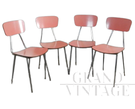 Set of 4 vintage pink formica chairs, 1970s