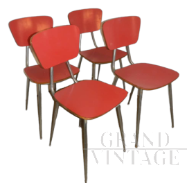 Set of 4 red formica vintage chairs