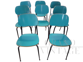 Set of 8 vintage 60s chairs in formica and brass