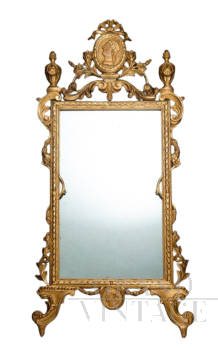 Antique Louis XV style mirror in gilded and carved wood, Tuscany early 1900s