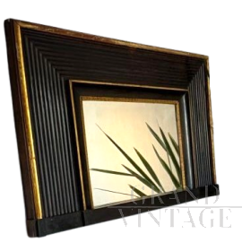 Specchio antico Impero intagliato e laccato nero e oro, Italia Inizio ‘800                            