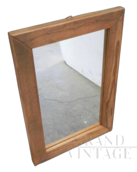Specchio vintage con cornice in legno di abete, anni '90
