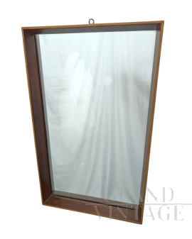 Specchio vintage con cornice in legno teak                            