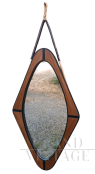 Specchio vintage da parete in teak di Ro.Ma Cantù                            