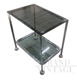 Carrello cromato con vetro fumé 1                            