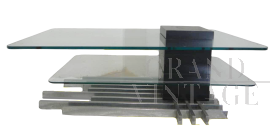 Tavolino geometrico in vetro temperato in stile Dassi, 1960                            