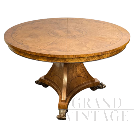 Antique round table in birch briar, early 1900s   
                            
