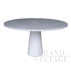 Round dining table by Angelo Mangiarotti Eros series in Carrara marble