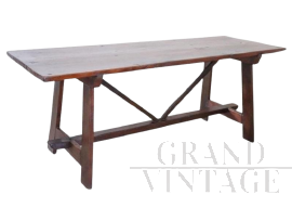 Tavolo fratino antico in rovere massello degli inizi dell'800                            