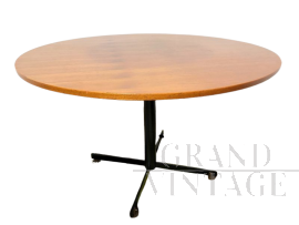 Tavolo rotondo vintage con piano in teak, anni '60                            