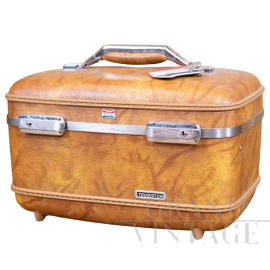 Valigetta beauty case vintage American Tourister marrone anni '60                            