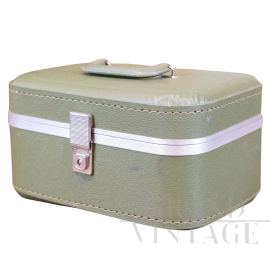  Valigetta beauty case vintage verde con combinazione, anni '60                           
